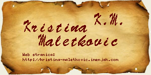 Kristina Maletković vizit kartica